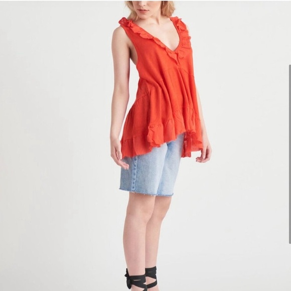 Dex Orange Relaxed Ruffled Tunic - Picture 2 of 7